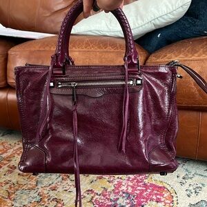 Rebecca Minkoff Women’s Regan Satchel Distressed Tote Bag - Dark Cherry